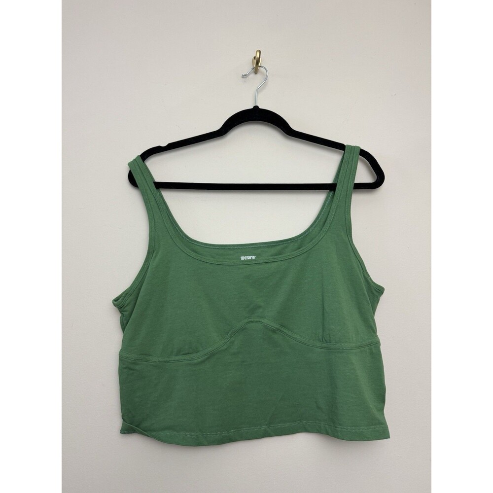 Victoria's Secret PINK Cropped Tank Top Green Cotton Sleeveless Womens